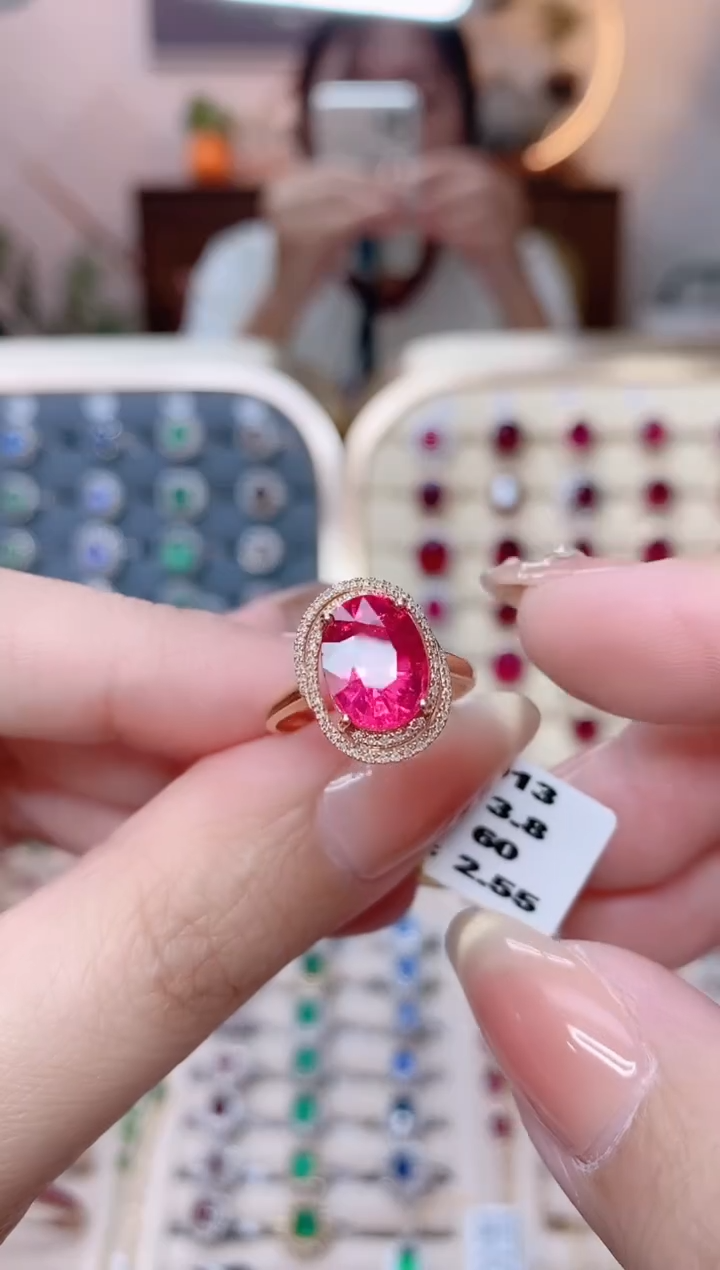 18K金戒指18K金镶嵌碧玺1