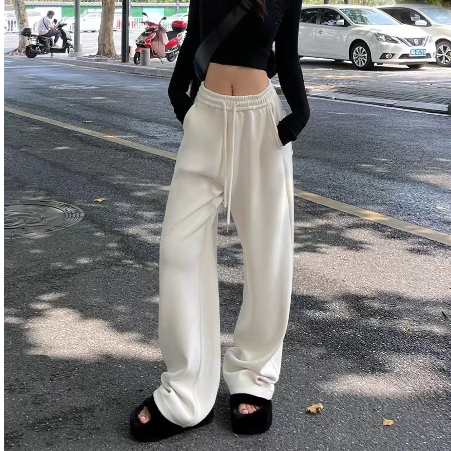 糯米阔腿裤女秋冬加厚加长175高个子加绒百搭垂感休闲拖地裤DD130