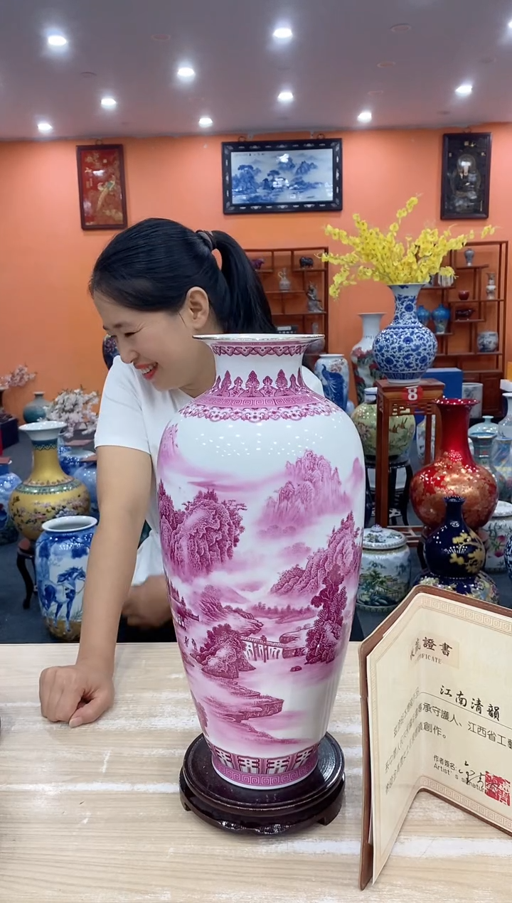 摆件金青霞（江南清韵图）+旋转底座+证书