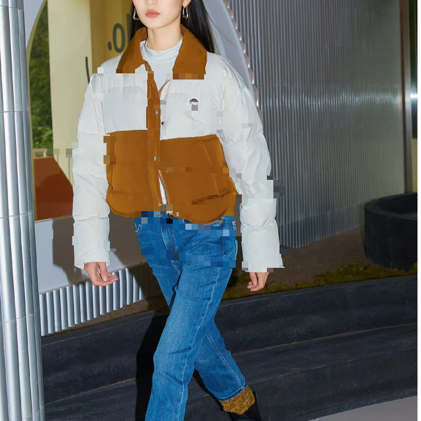 老F爷-短款拼色加厚保暖外套-23W016