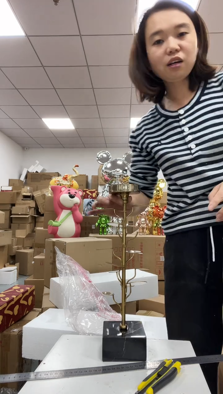 树脂树叶烛台矮款