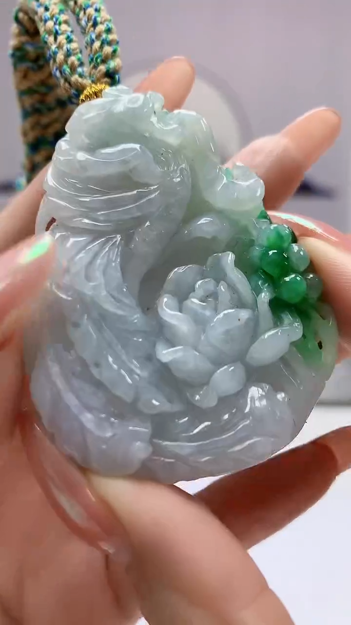 【闪购商品】定制翡翠未镶嵌5152DD-毛货挂件凤凰81