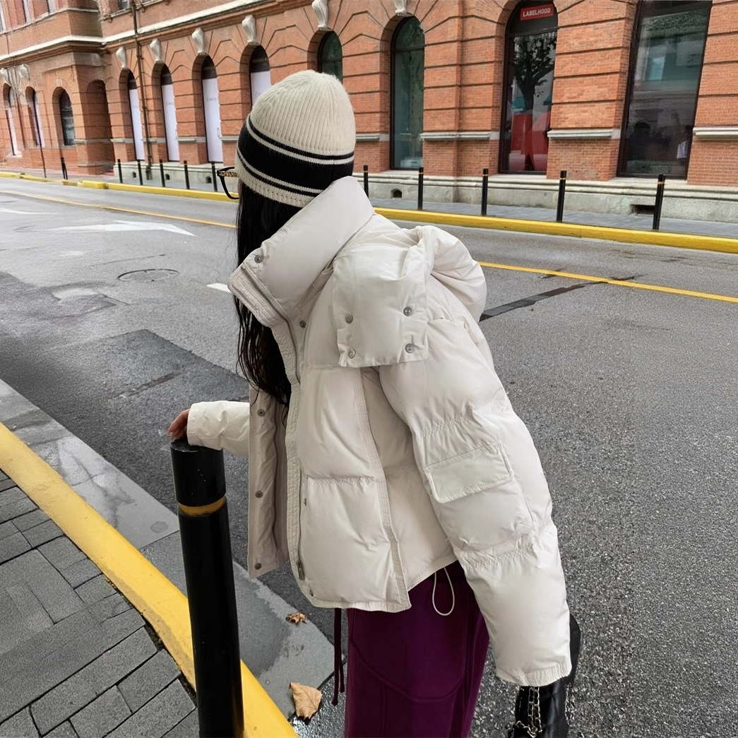 骆驼街保暖棉服秋冬厚款宽松纯色短款休闲时尚百搭连帽棉衣