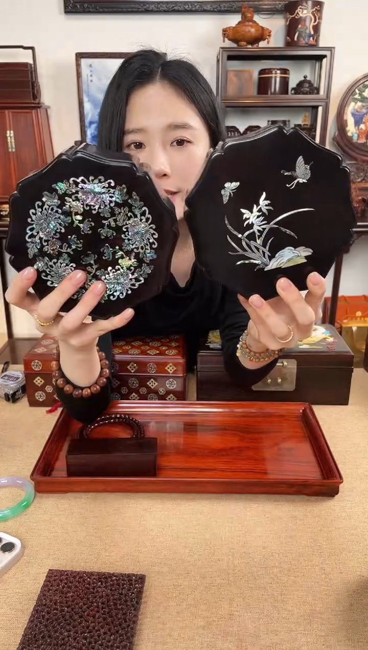 黑酸枝木类成套家具螺钿盒子
