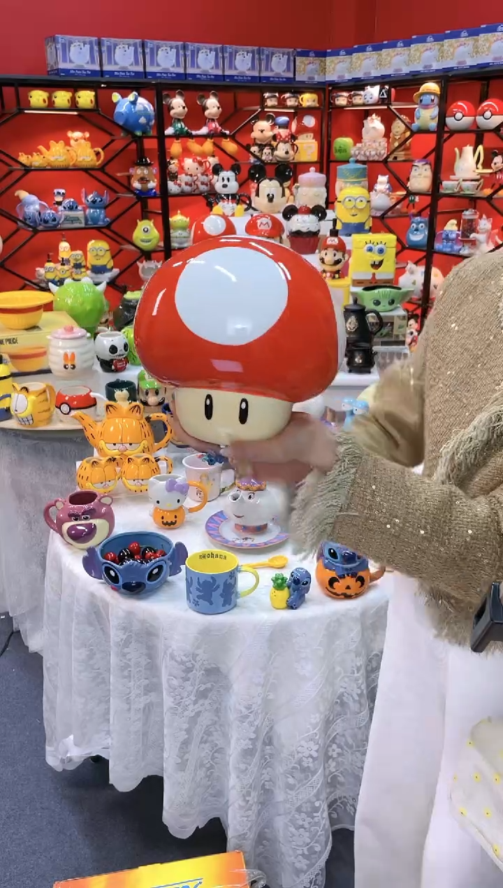 【闪购商品】.@@陶瓷蘑菇头饼干罐