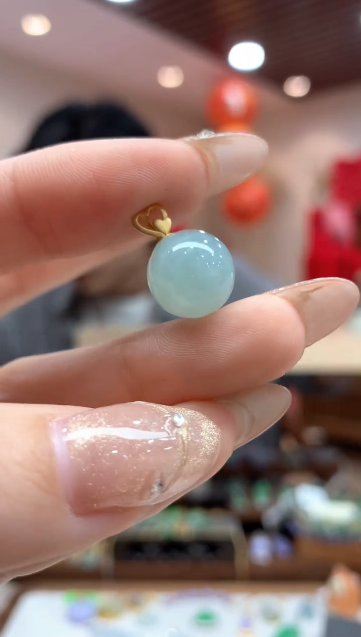 【闪购商品】翡翠吊坠(不含链)18K金镶嵌圆珠