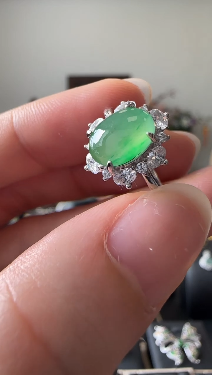 【闪购商品】翡翠戒指银S925镶嵌银镶