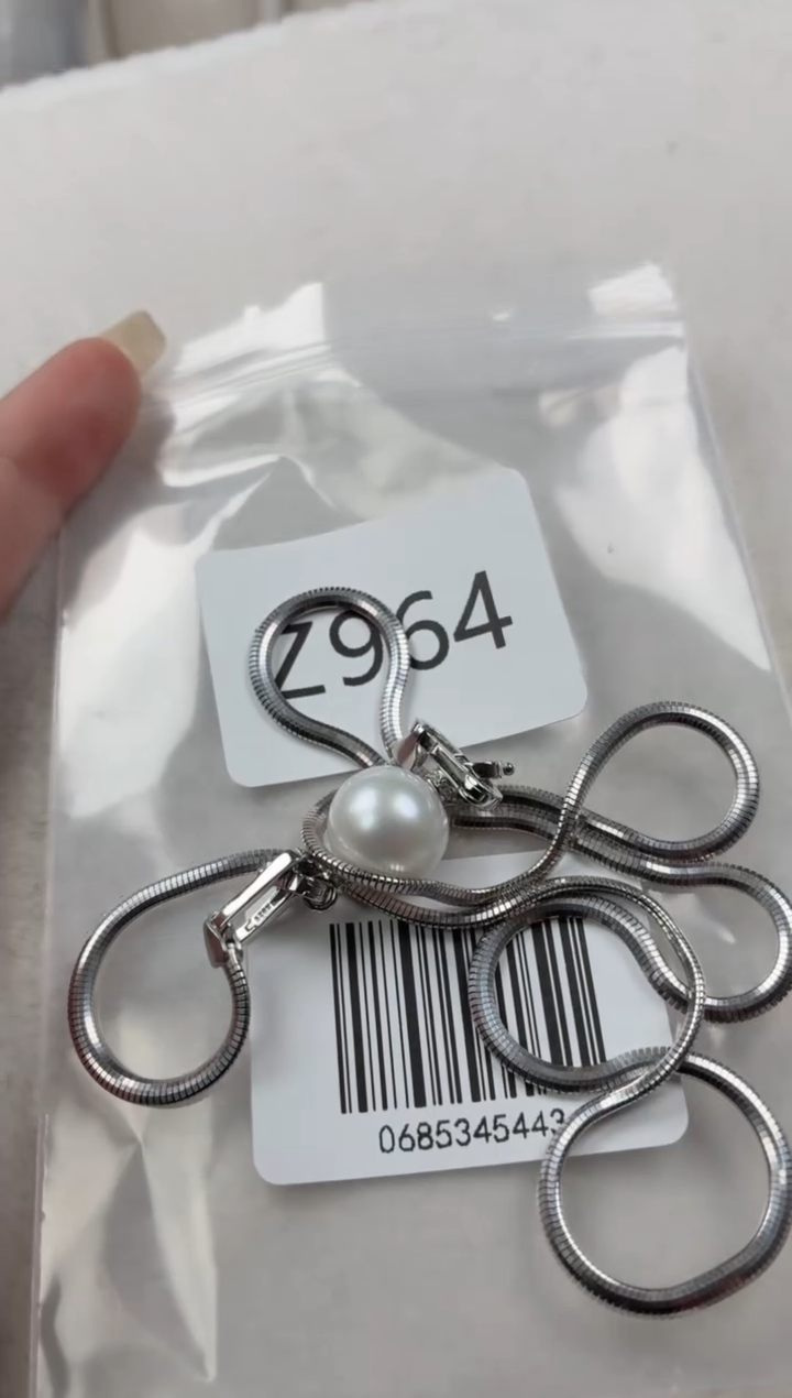 银S925镶嵌套链海水珍珠Z964