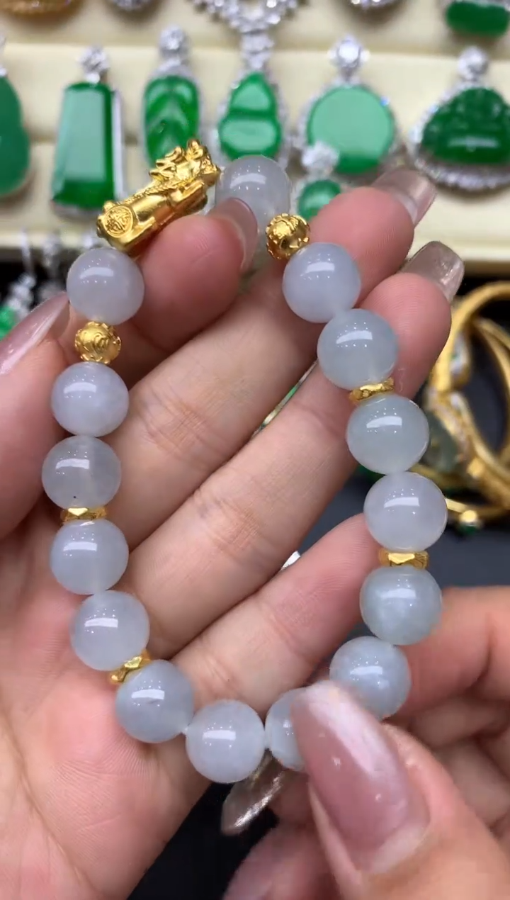 足金镶嵌手链翡翠229-中国好珍宝