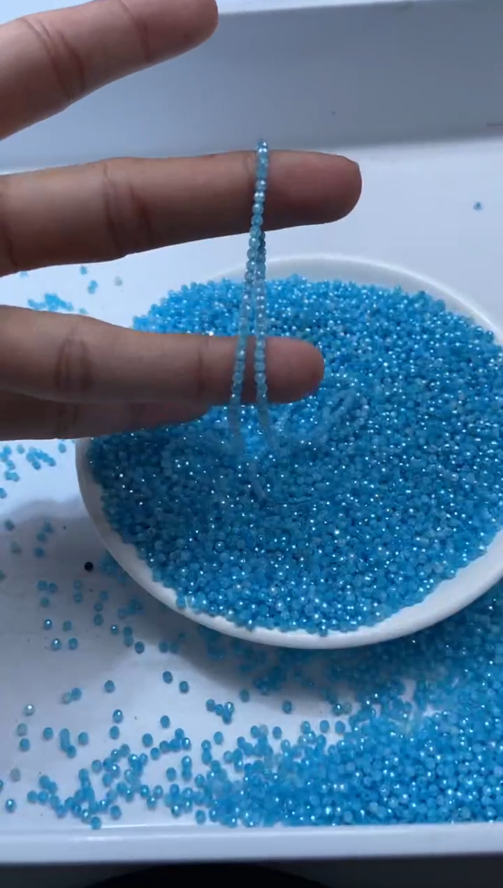 颈饰未镶嵌水晶X138-蓝碧玺2mm*100颗