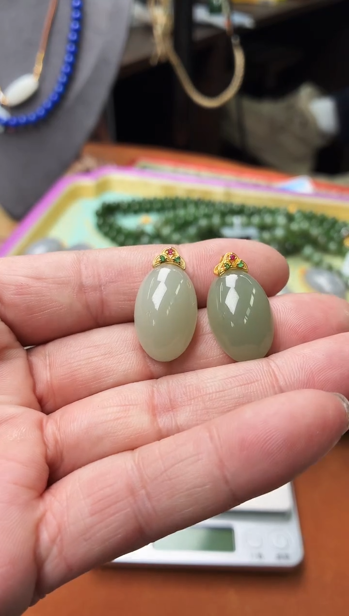 吊坠(不含链)银S925镶嵌和田玉u94多样性其一