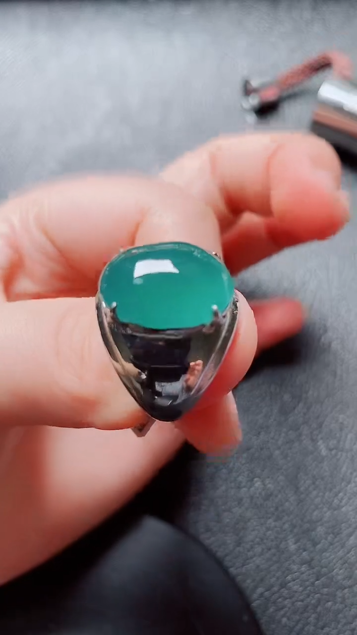 翡翠戒指银S925镶嵌翡翠