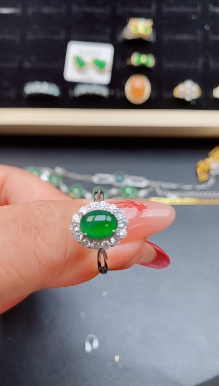 【闪购商品】翡翠戒指银S925镶嵌508500