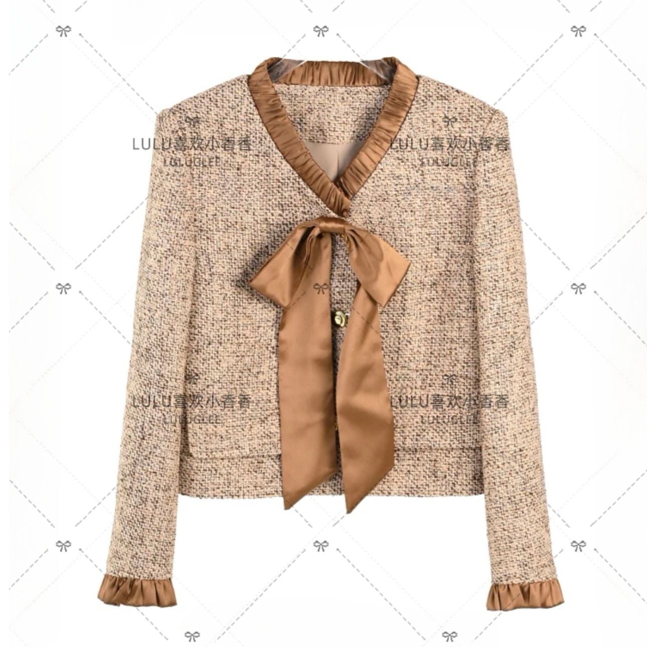 焦糖城堡早秋法式粗花呢小香气质百搭上衣女外套