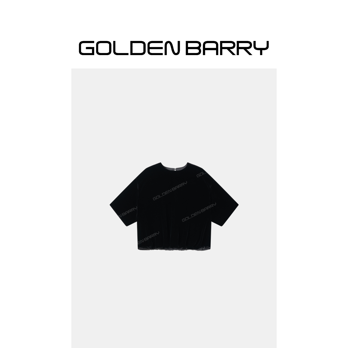 GOLDENBARRY｢丝绒蜜语｣扣褶上衣显瘦高级贵气感圆领短袖206392