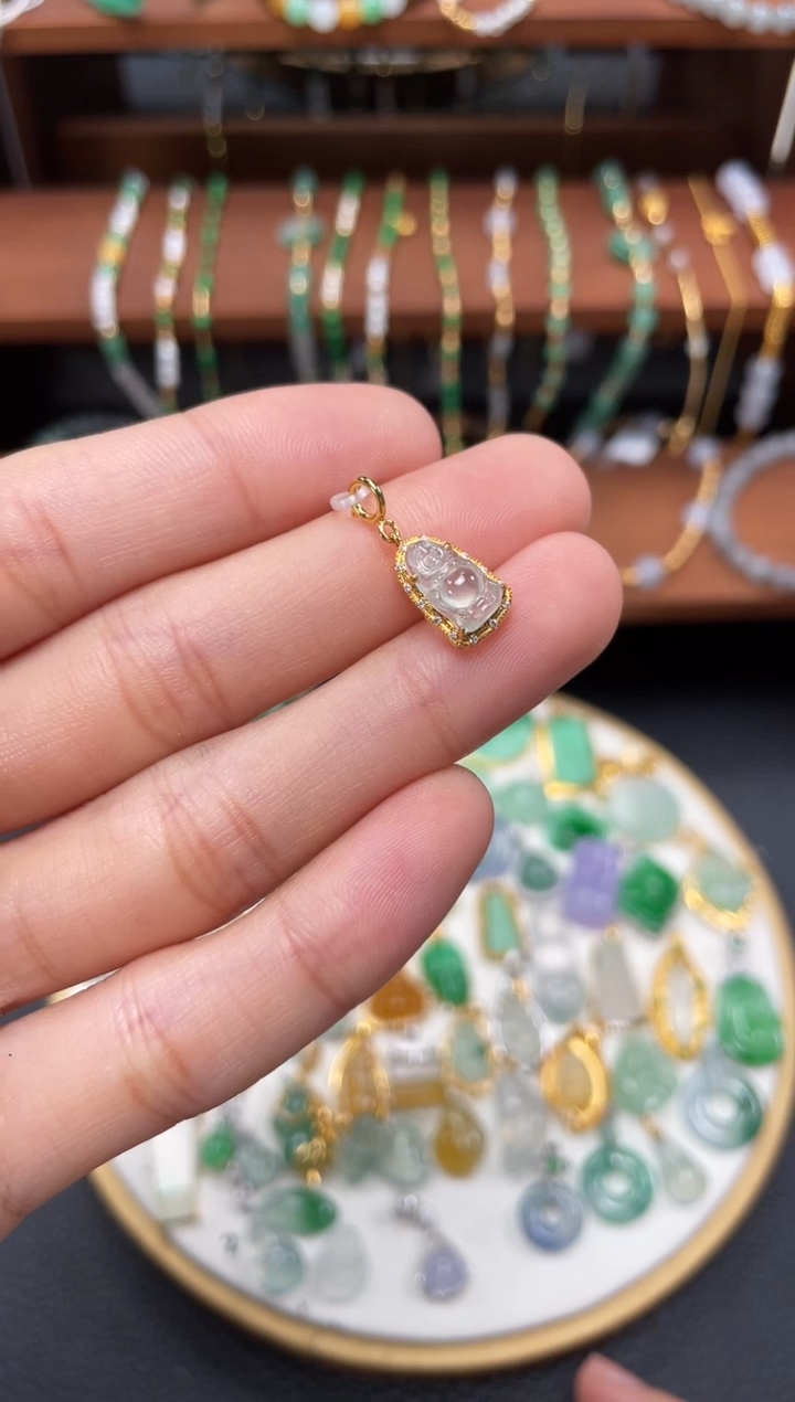【闪购商品】翡翠吊坠(不含链)18K金镶嵌一个   JK352