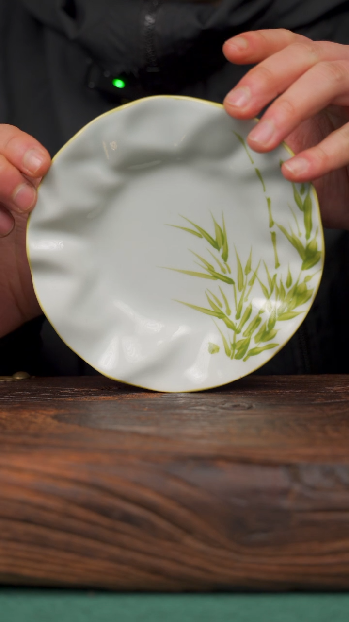 【闪购商品】瓷片寻一缕瓷香杯釉下手工手绘瓷器 竹子碟子