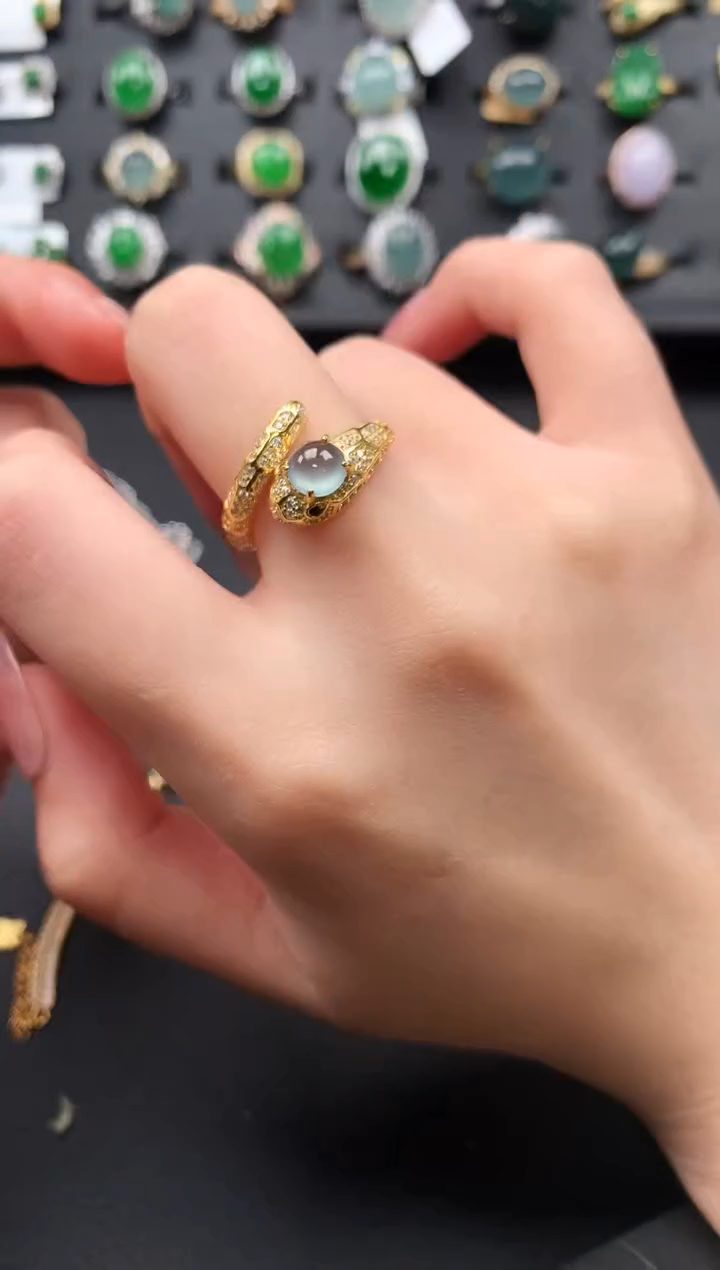 【闪购商品】翡翠戒指银S925镶嵌63141