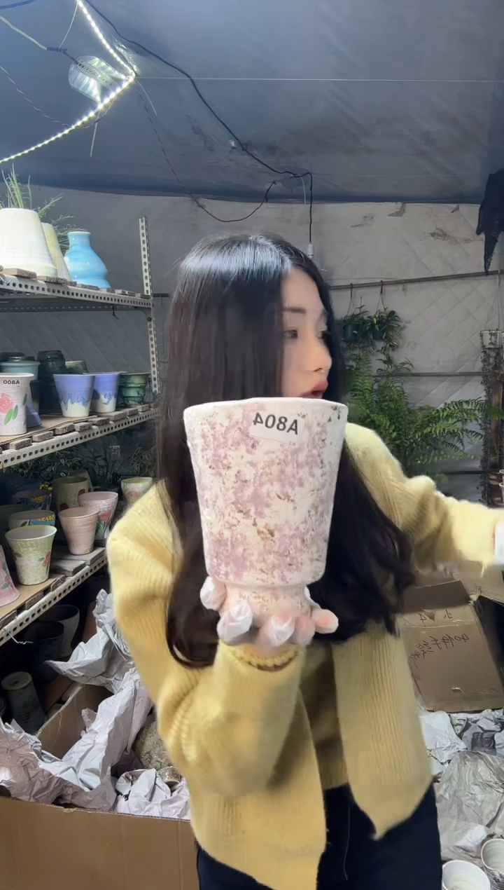 无花朵樱****2编号  804  景德镇手工手绘花盆