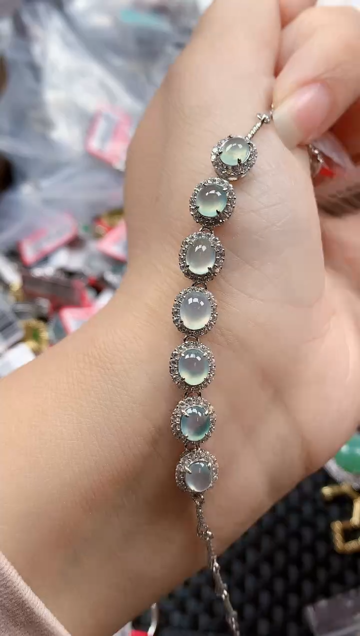 银S925镶嵌戒指翡翠天然A货缅甸翡翠