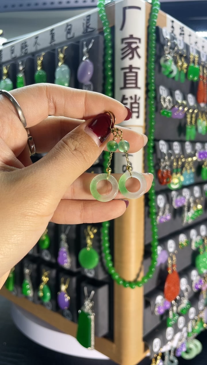 【闪购商品】翡翠耳饰银S925镶嵌019...