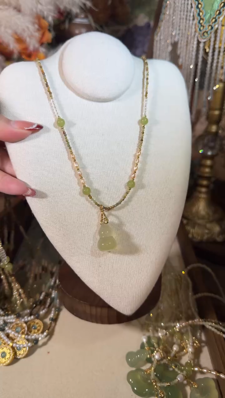 未镶嵌项链玛瑙/玉髓绿葫芦 028