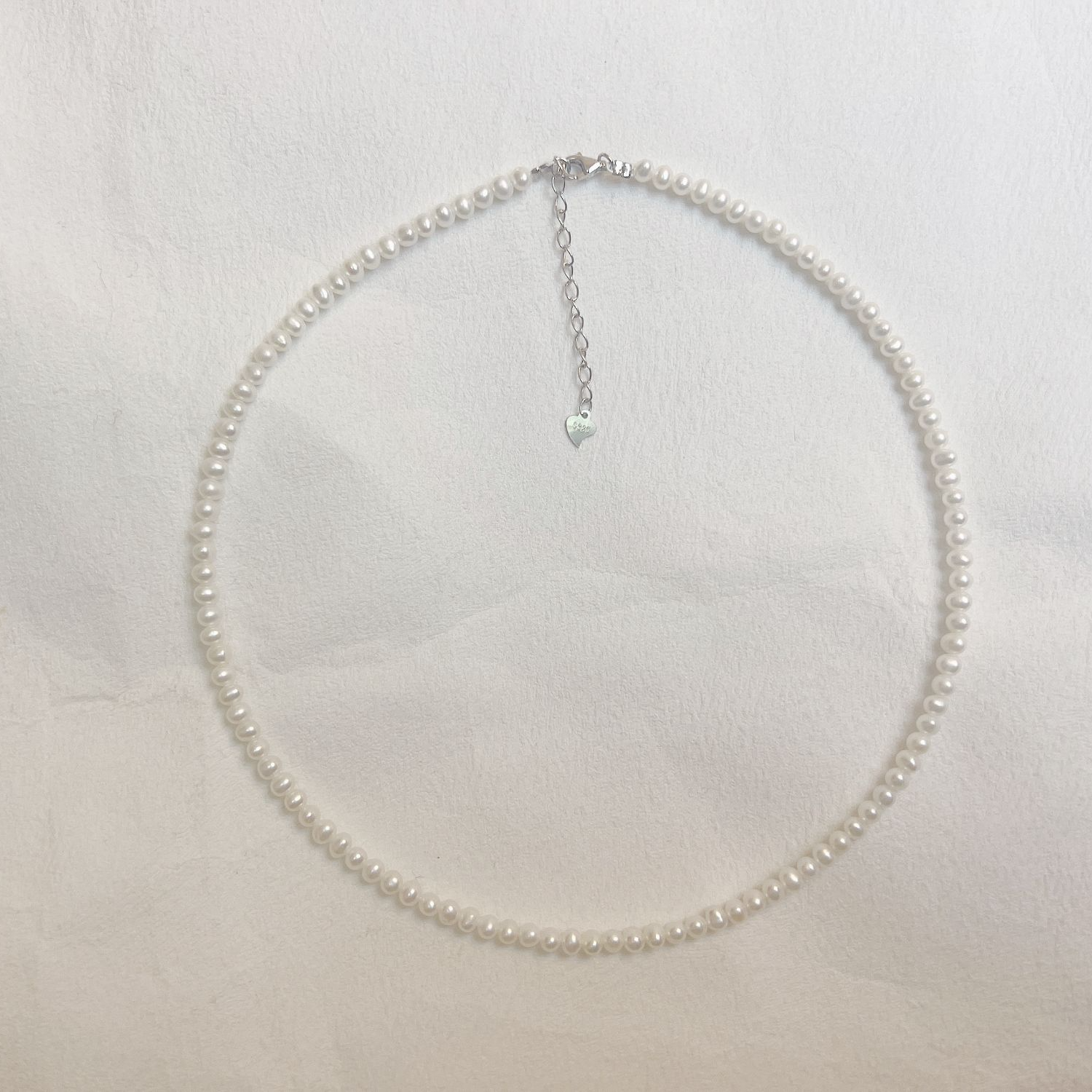 天然淡水珍珠A758#3-4MS925银近圆小米珠项链