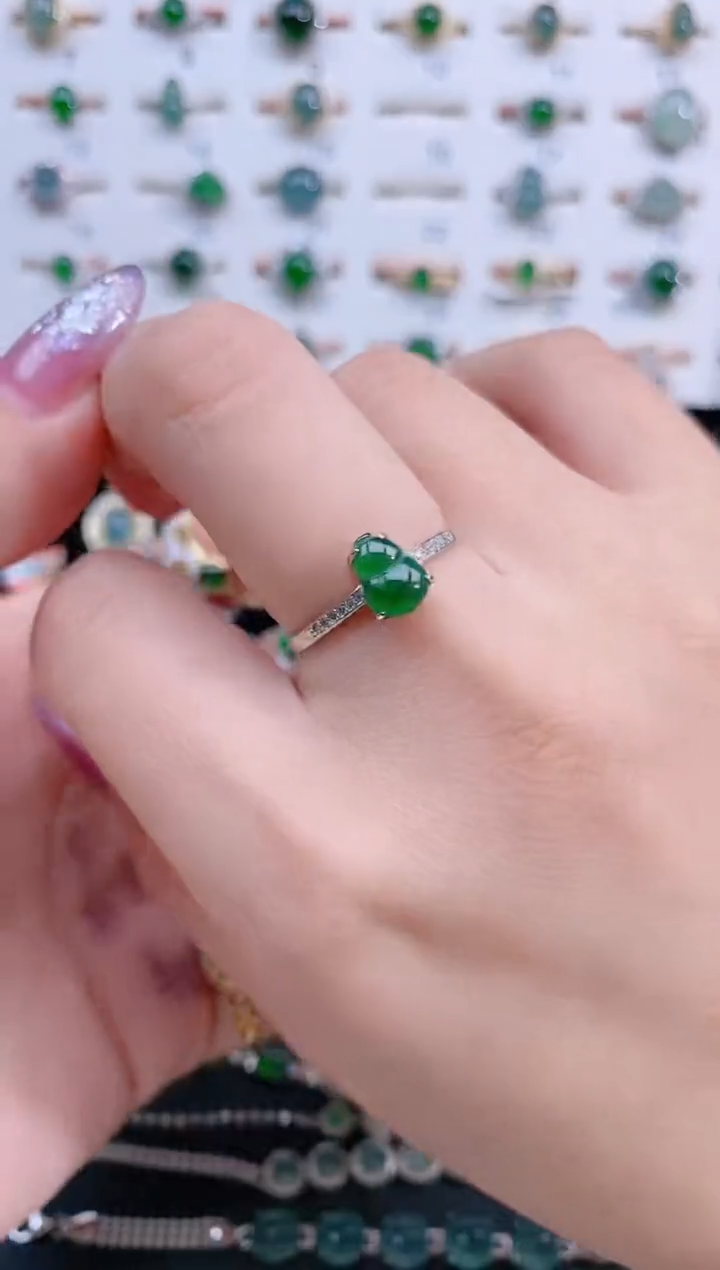 银S925镶嵌戒指翡翠天然翡翠