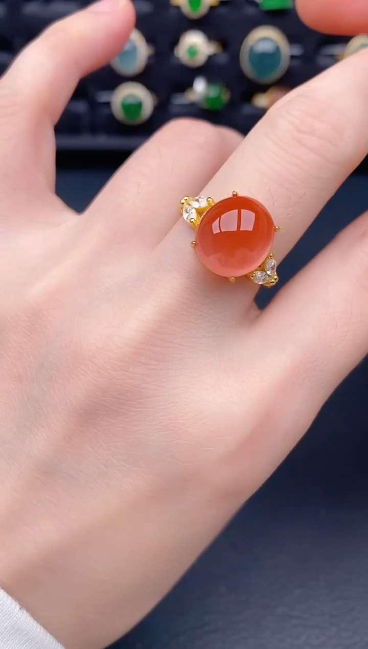 银S925镶嵌南红玛瑙戒指354