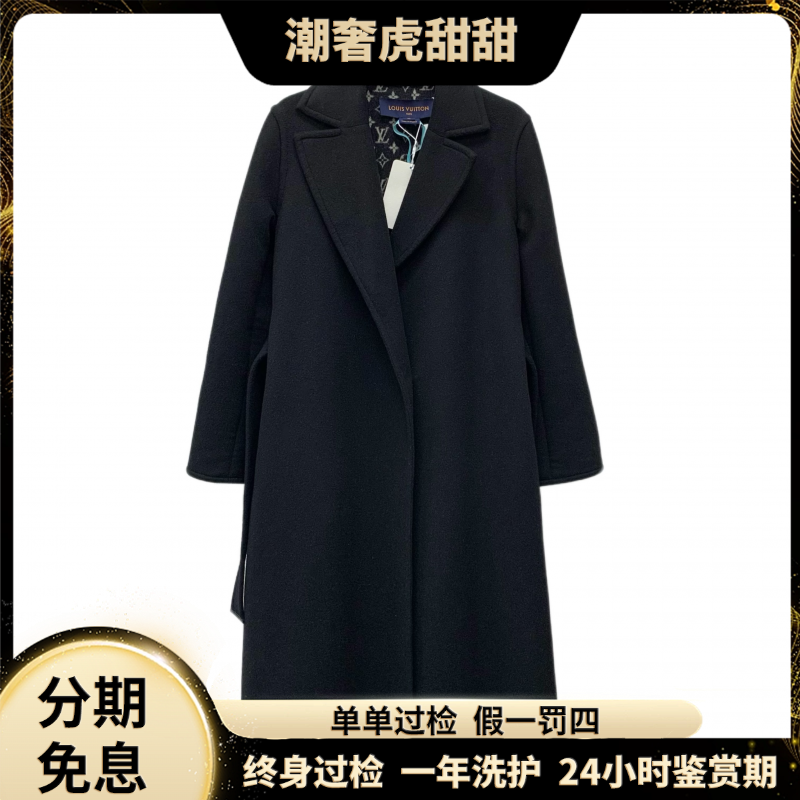 99新 LouisVuitton/路易威登 黑色内里满印羊毛大衣36码/LW0191