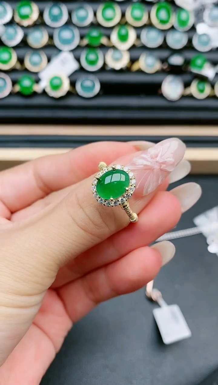 翡翠戒指银S925镶嵌1111111