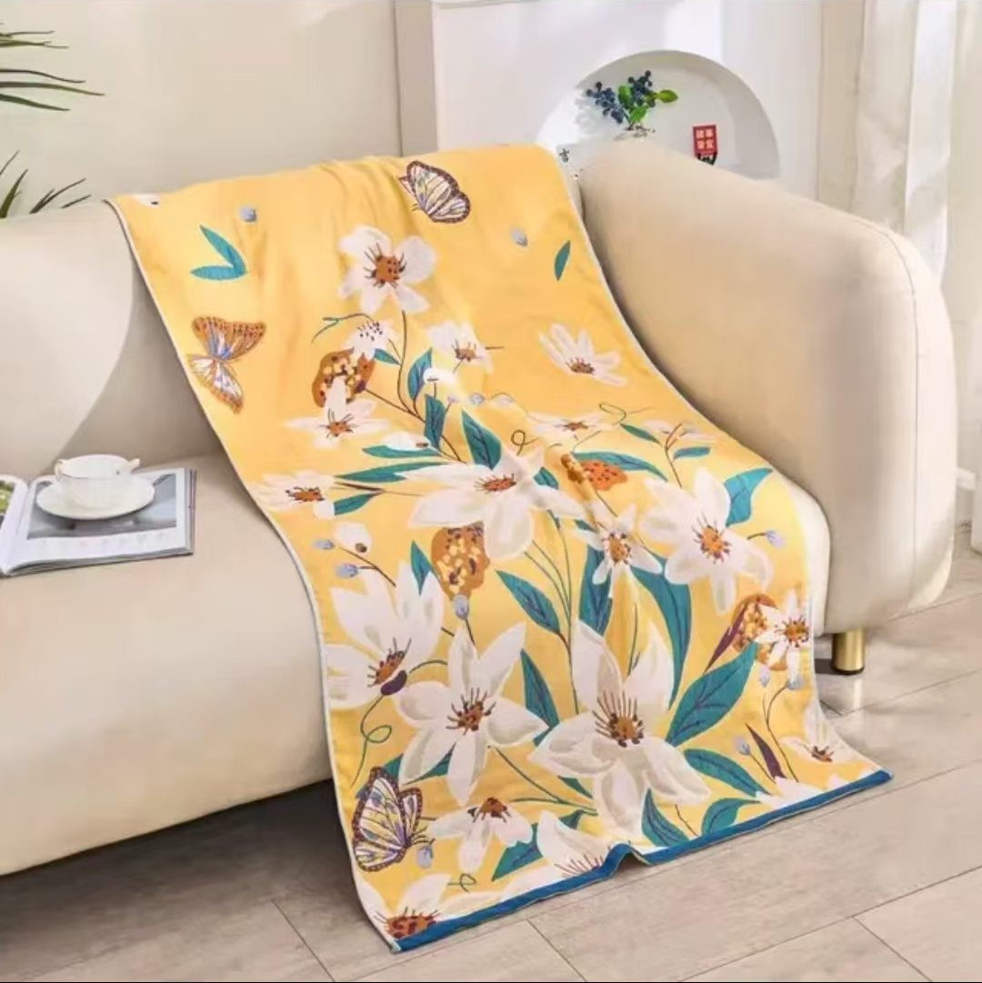 【香水百合】成人家用吸水加大纱布浴巾