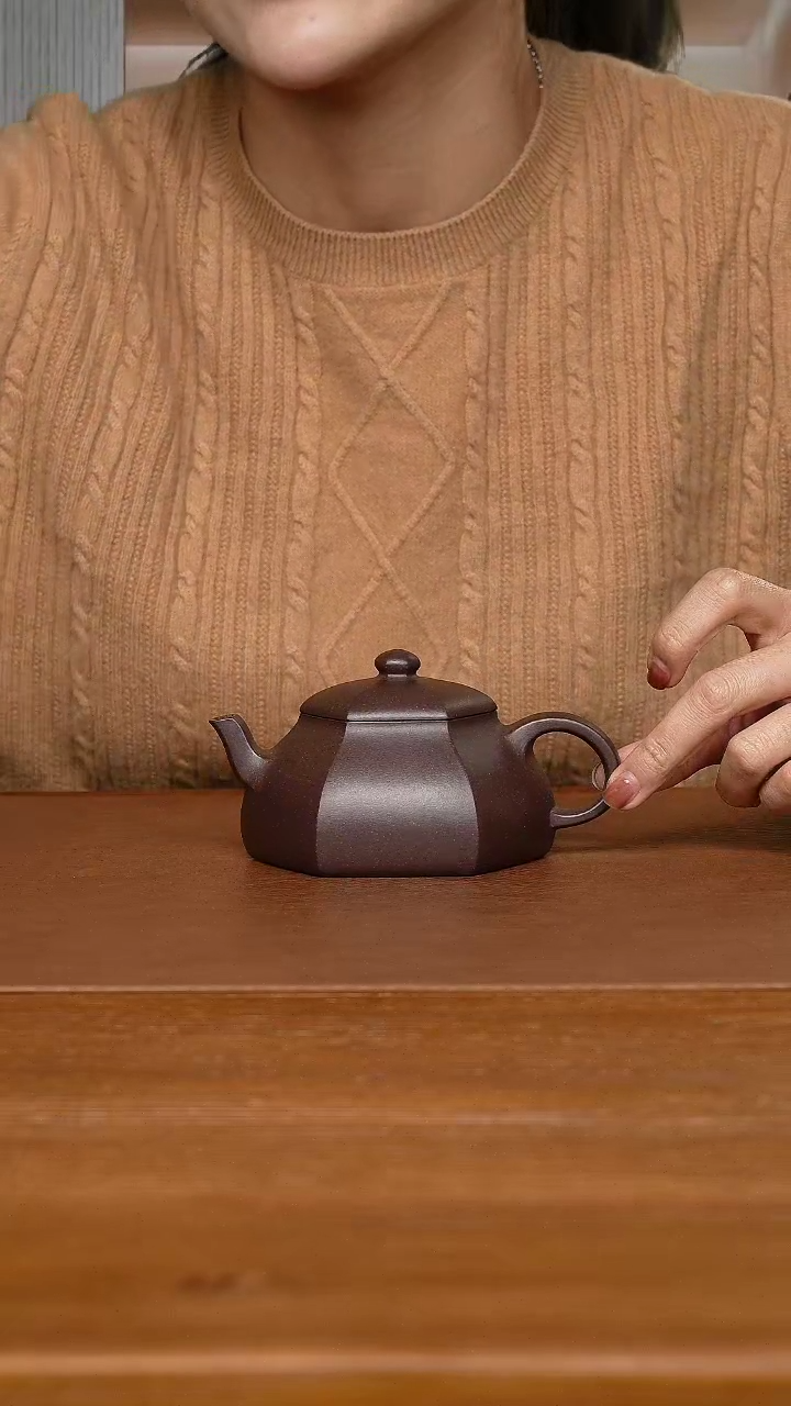 【闪购商品】紫砂茶杯蒋跃明老师 紫尊六方 220cc紫泥