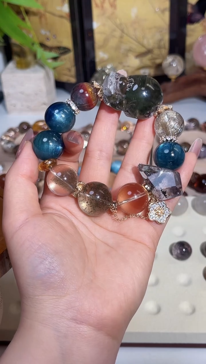 水晶摆件合金绿幽灵大貔貅定向链接