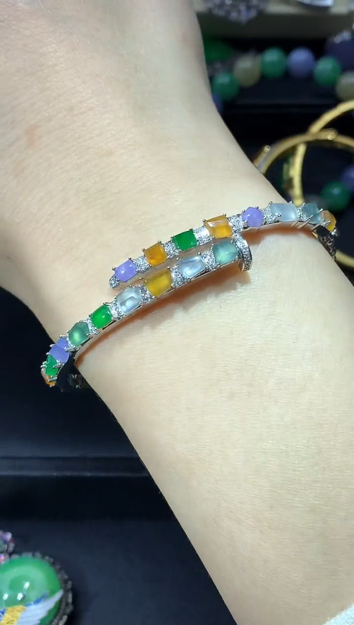 18K金镶嵌手镯翡翠782-中国好珍宝