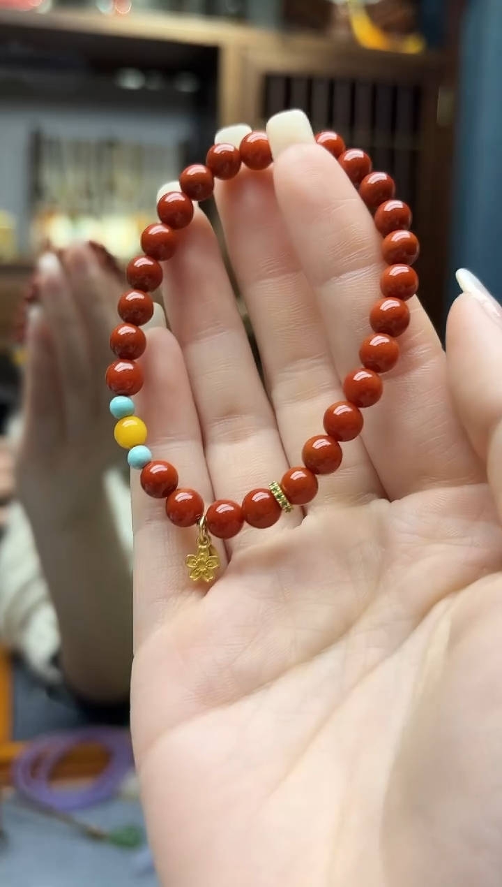 银S925镶嵌南红玛瑙挂件s925银南红手串DN
