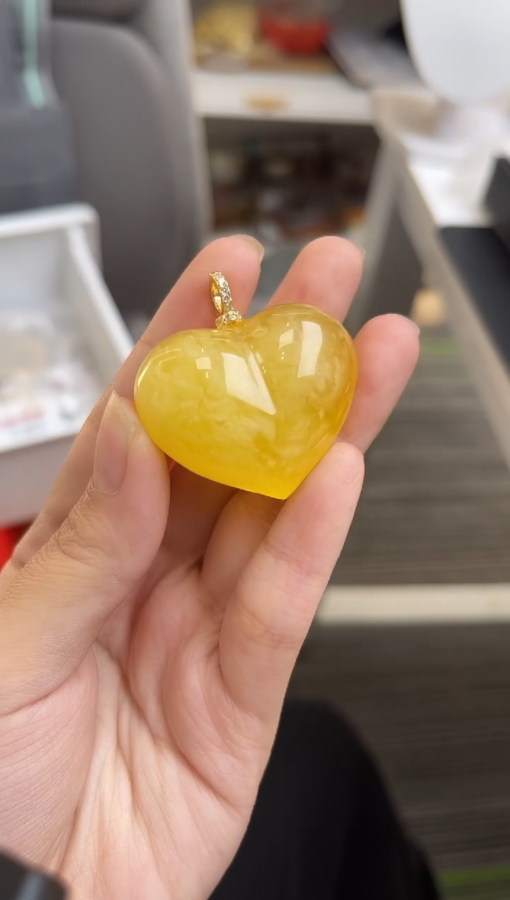 琥珀银S925镶嵌珠宝奇石077琥珀蜜蜡微瑕