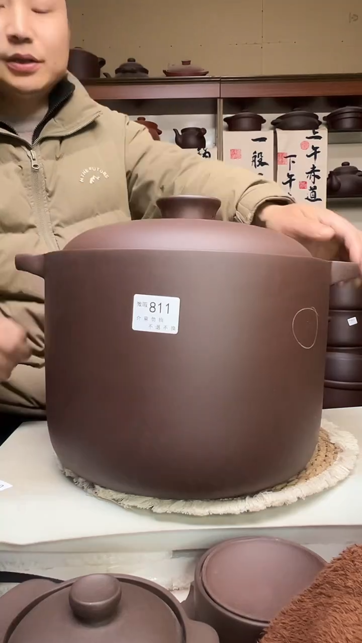 宜兴紫砂微瑕12升筒锅紫泥 811