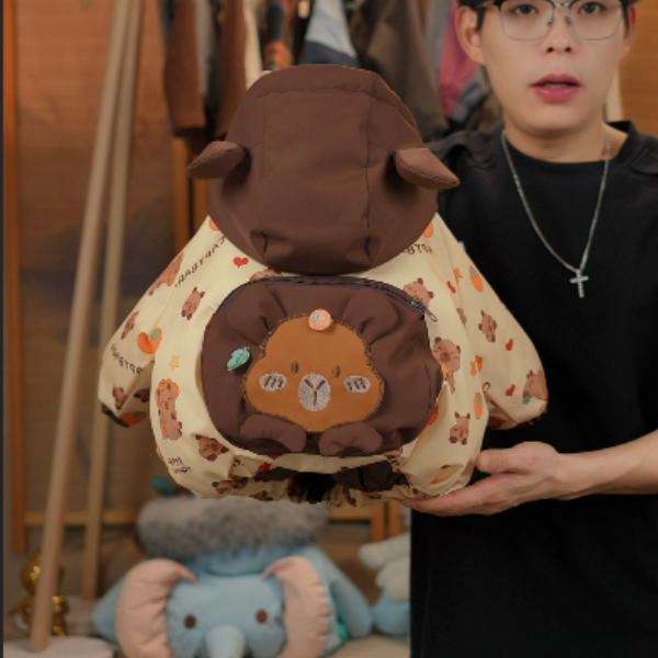 2025冬季新款刺绣卡皮巴拉棉衣外套