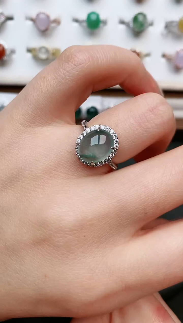 【闪购商品】翡翠戒指银S925镶嵌0000