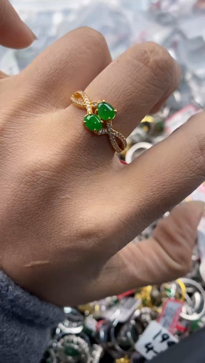 银S925镶嵌戒指翡翠11-11---1