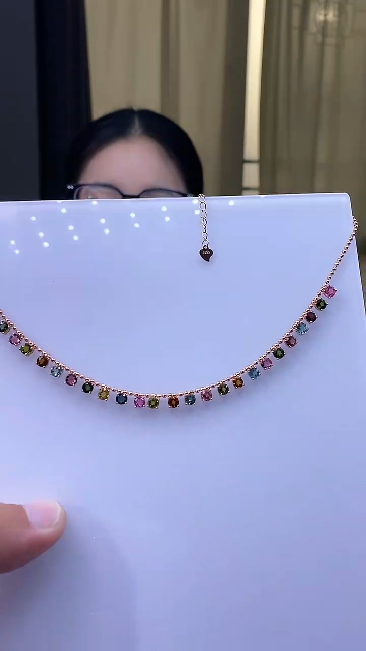 【闪购商品】碧玺项链银S925镶嵌34534354354354