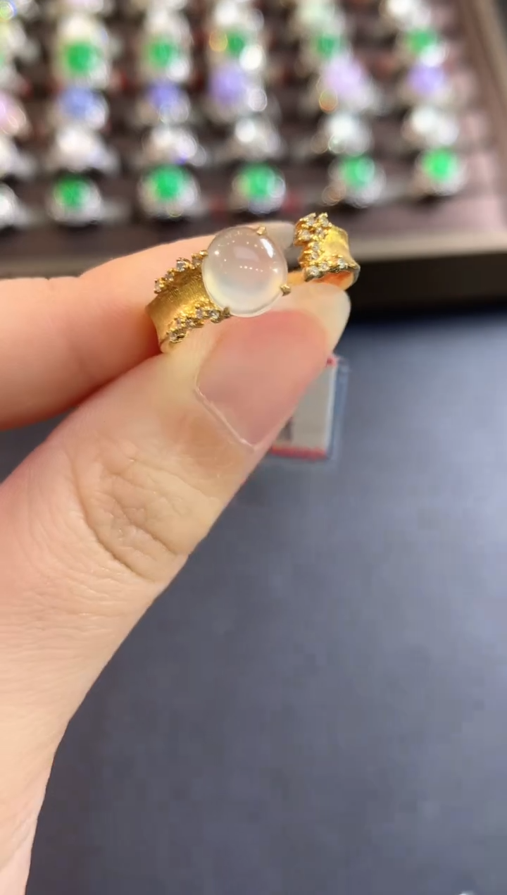 18K金镶嵌戒指翡翠b48 