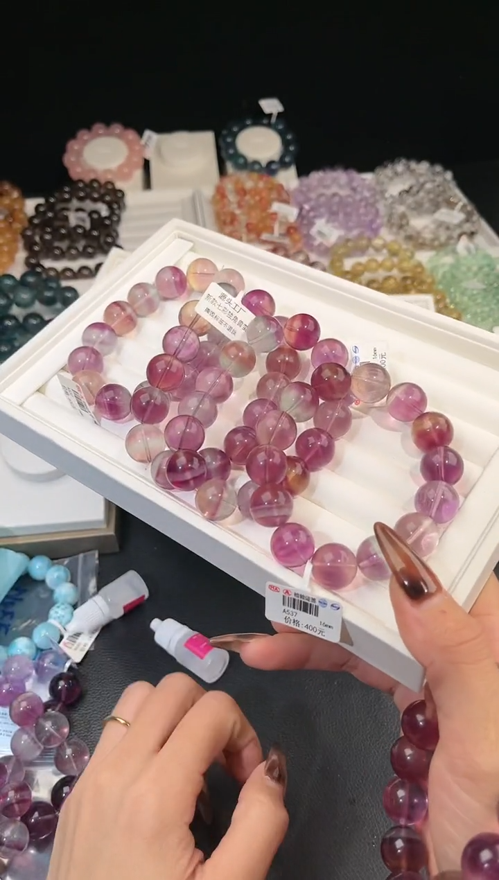 【闪购商品】萤石手链未镶嵌多样性发一Q29彩萤石16mm