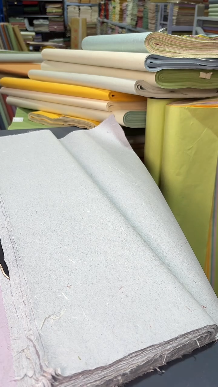 纯手工四尺整张50张浅紫灰丝绒槽底皮纸