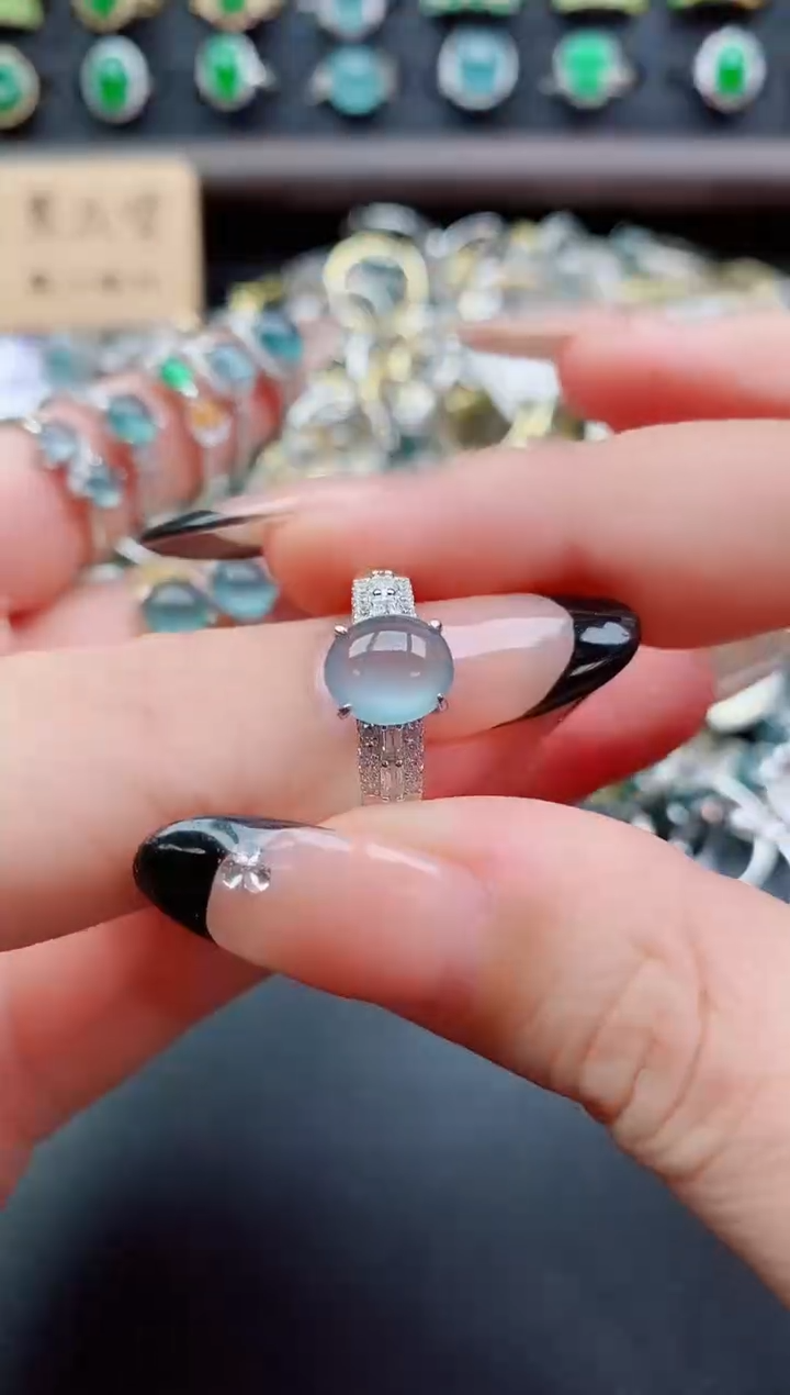 银S925镶嵌戒指翡翠1