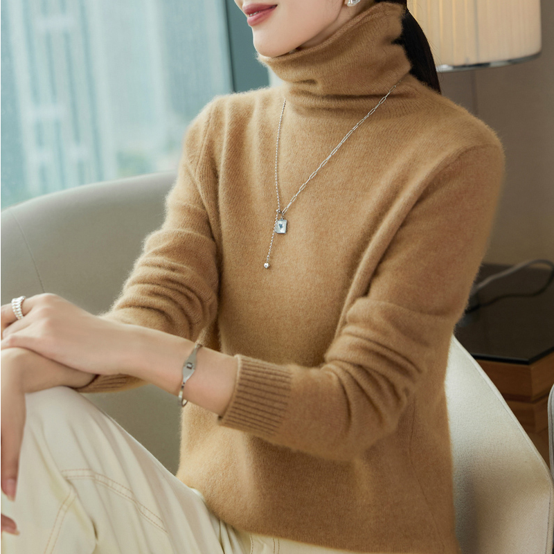 8141--七针双股加厚平面堆堆领针织衫