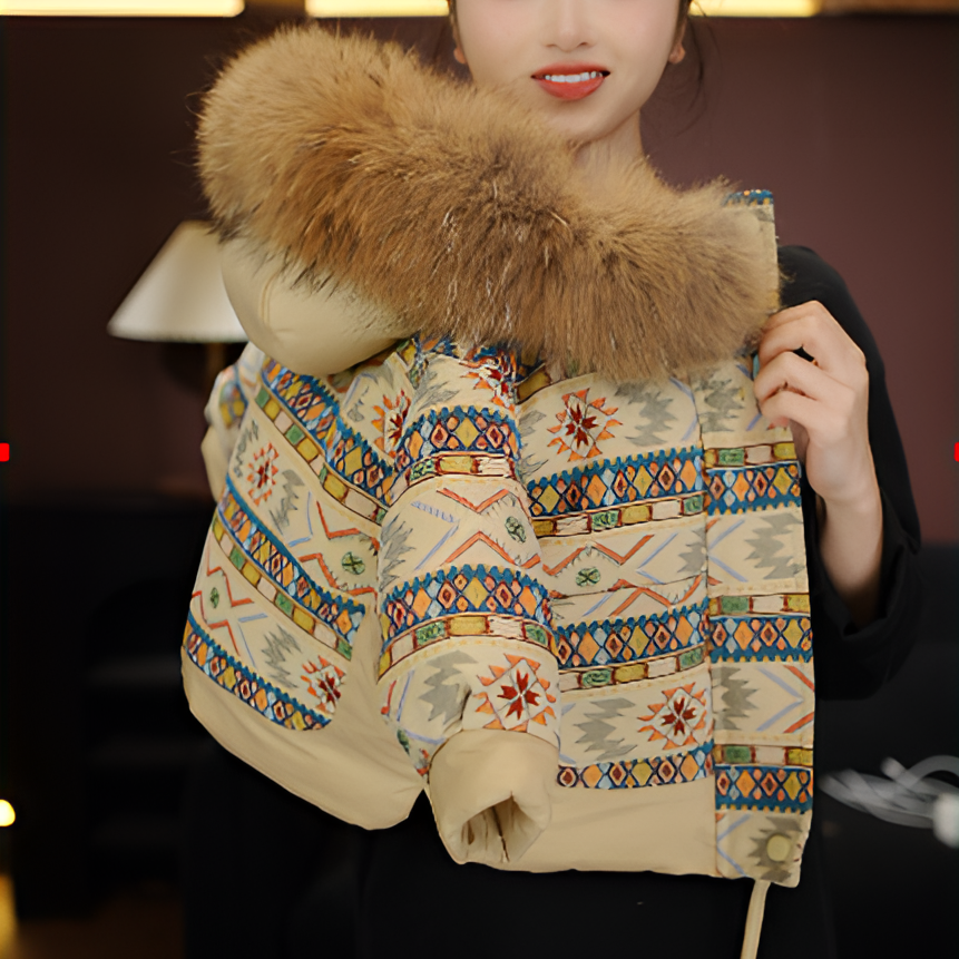 【现货】2025冬季新款设计师时尚连帽毛领加厚保暖儿童羽绒服39335