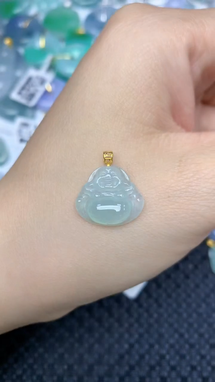 颈饰18K金镶嵌翡翠天然缅甸翡翠a货百元以上9元证书费自理