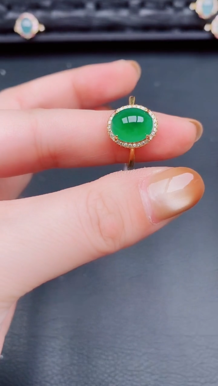 【闪购商品】翡翠戒指银S925镶嵌天然a货翡翠339